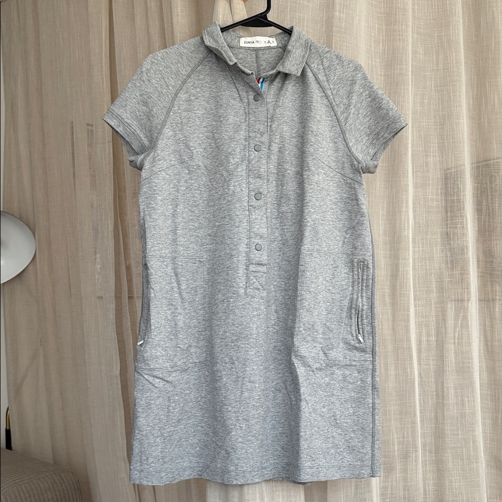Gray Short Sleeve Polo Dress